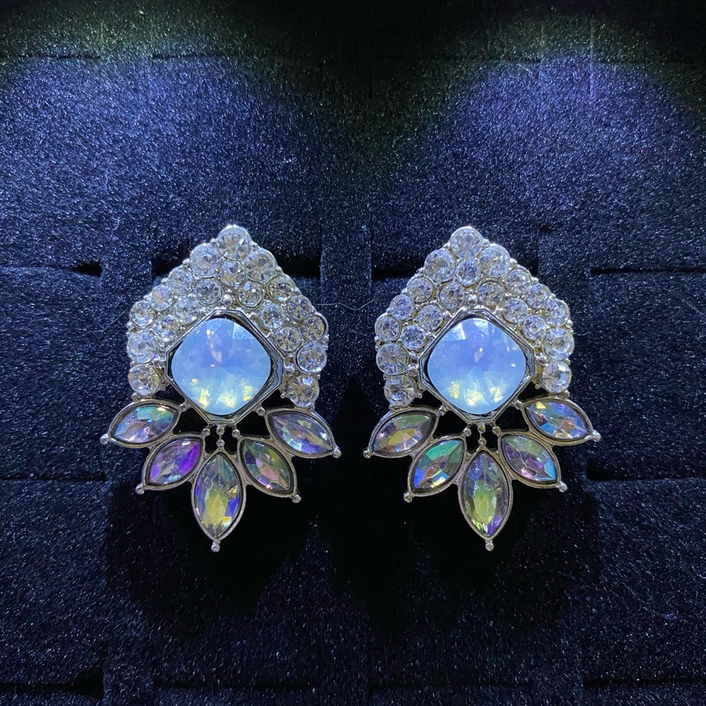 Faux silver and rhinestone earrings! NWOT
